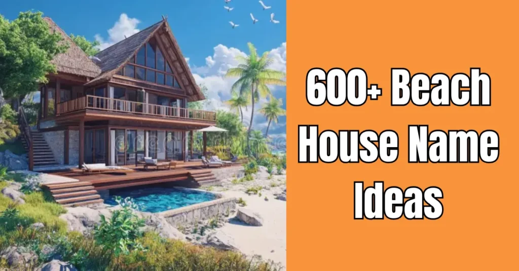 Beach house with a wooden sign that reads "Sandy Toes & Salty Kisses" near palm trees and ocean waves
