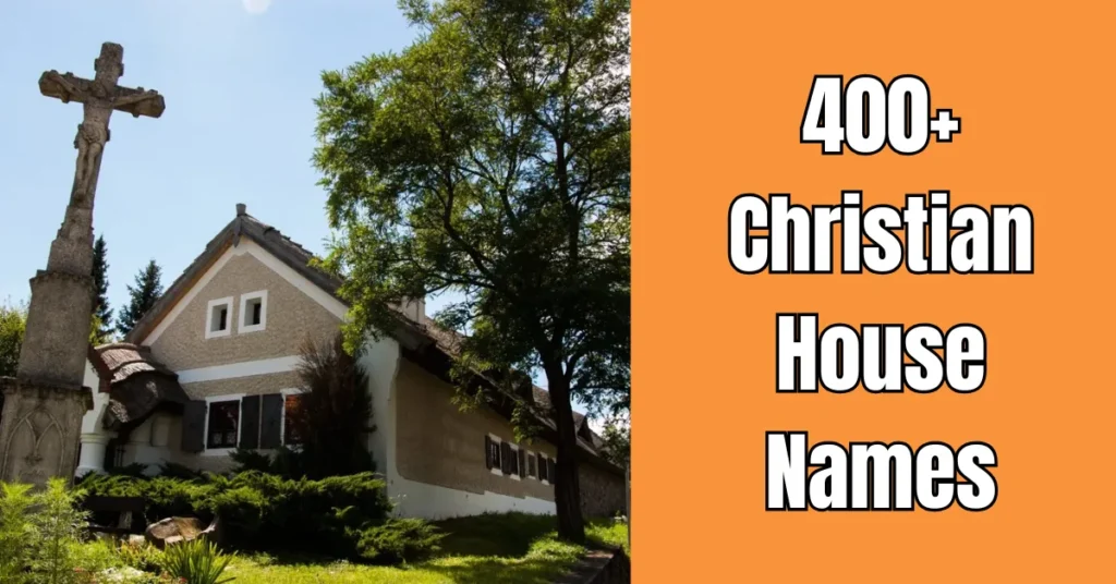 Christian house name sign with cross decoration