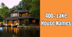 Family laughing at lake house dock with sunset name sign