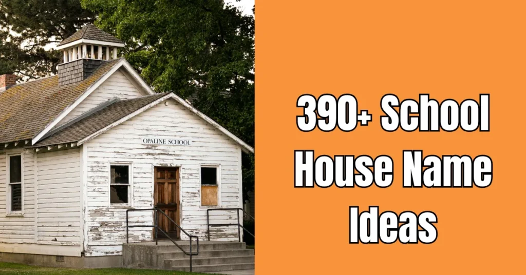 Colorful school house name tags with creative team names like Eagles, Blaze, and Thunderbolts