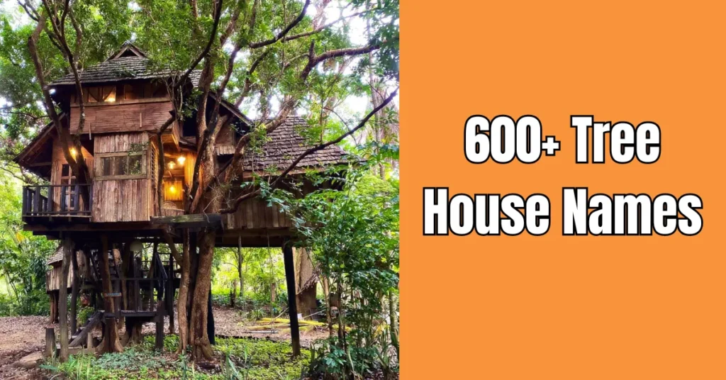 Kids playing in a cozy tree house with creative name sign